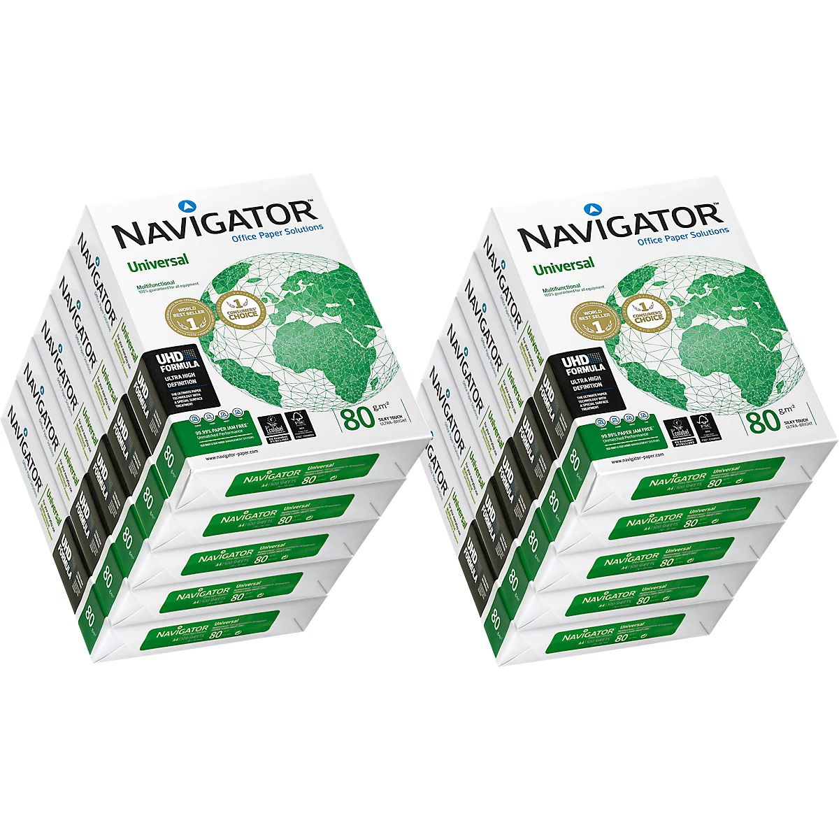 Kopieerpapier Navigator Universal, DIN A4, 80 g/m², helderwit, 1 doos = 10 x 500 vellen