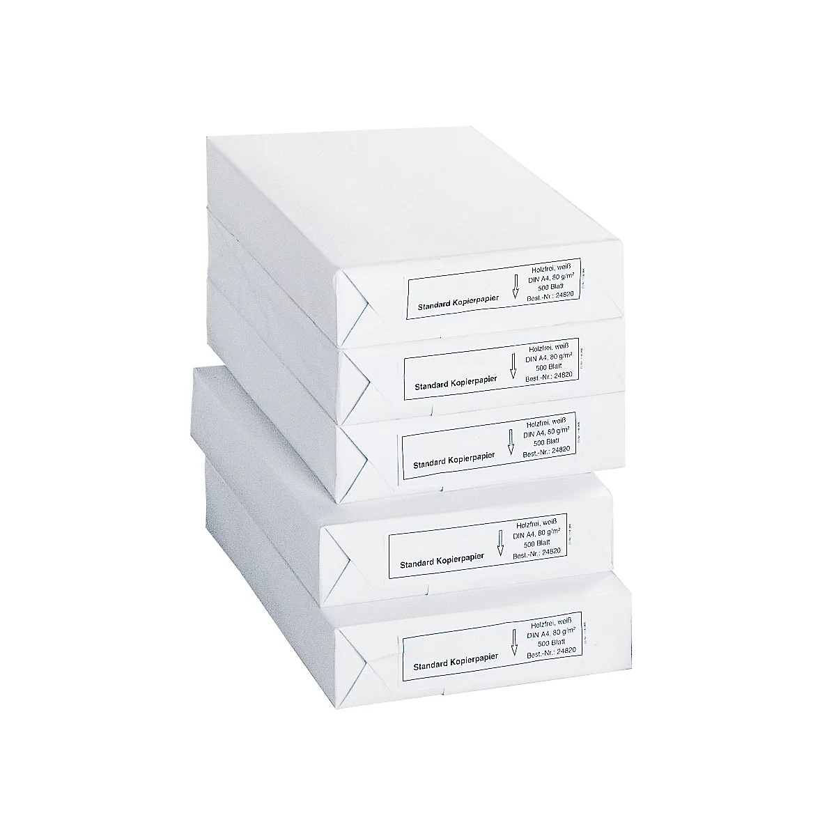 Kopieerpapier standaard, DIN A4, 80 g/m², wit, 1 doos = 5 x 500 vellen