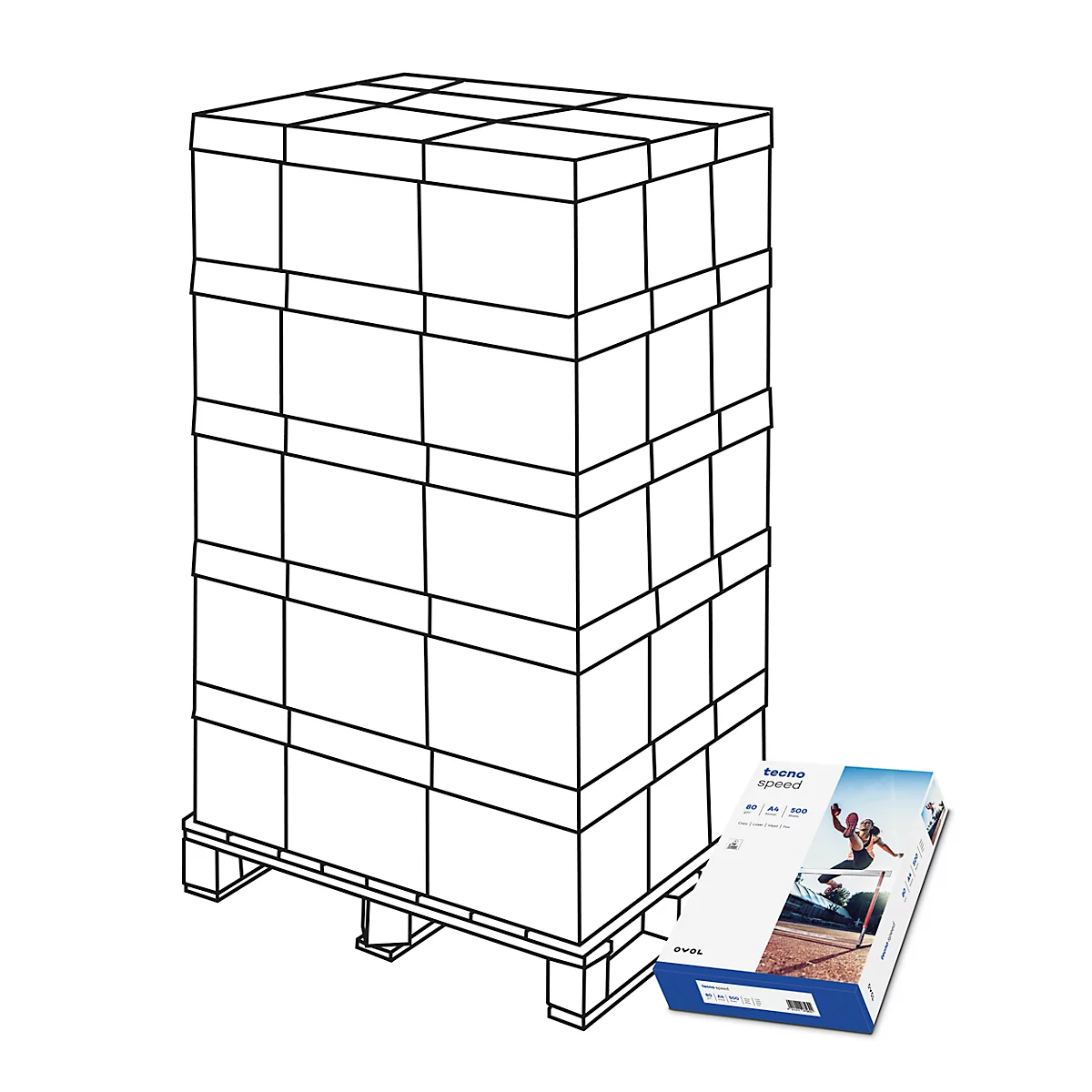 Kopieerpapier tecno premium, DIN A4, 80 g/m², helder wit, 1 pallet = 200 x 500 vel