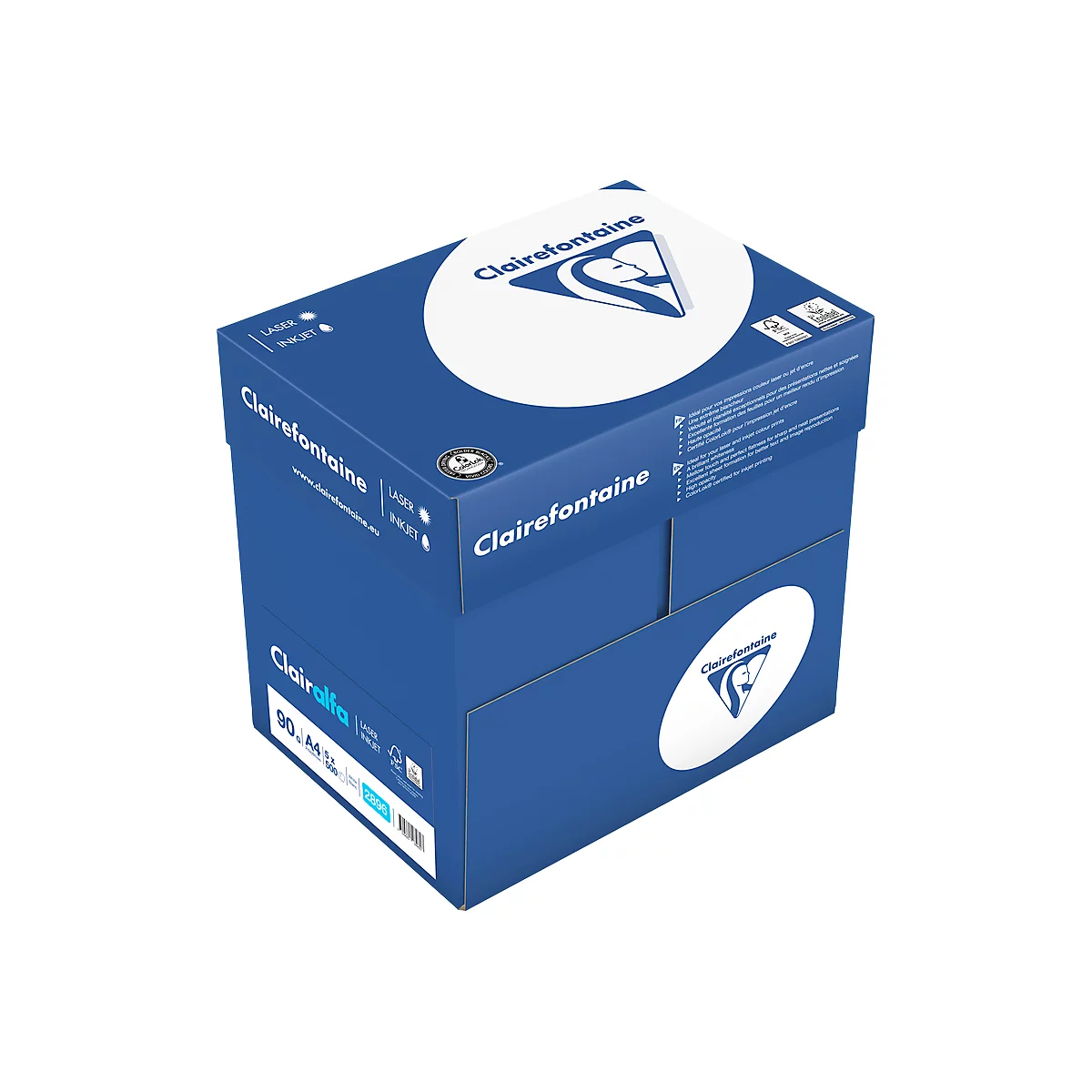 Kopierpapier Clairefontaine Clairalfa, DIN A4, 90 g/m², hochweiß, 5 x 500 Blatt 