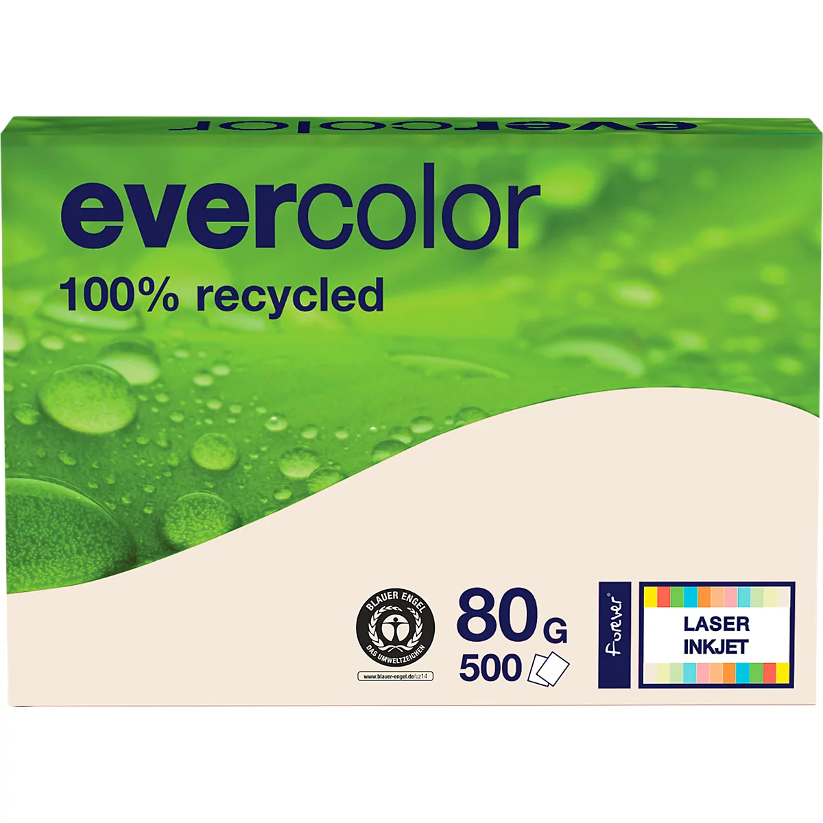 Kopierpapier EVERCOLOR, farbig, DIN A4, 80 g/m², hellchamoisgelb, 500 Blatt