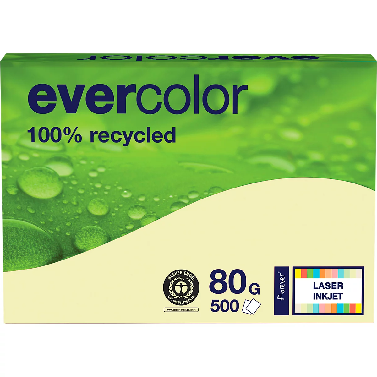 Kopierpapier EVERCOLOR, farbig, DIN A4, 80 g/m², hellgelb, 500 Blatt