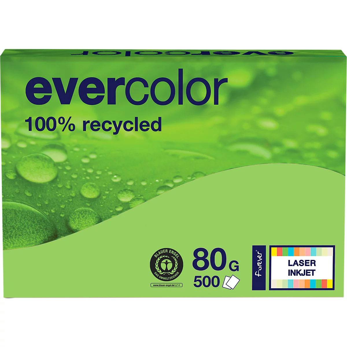 Kopierpapier EVERCOLOR, farbig, DIN A4, 80 g/m², lindgrün, 500 Blatt