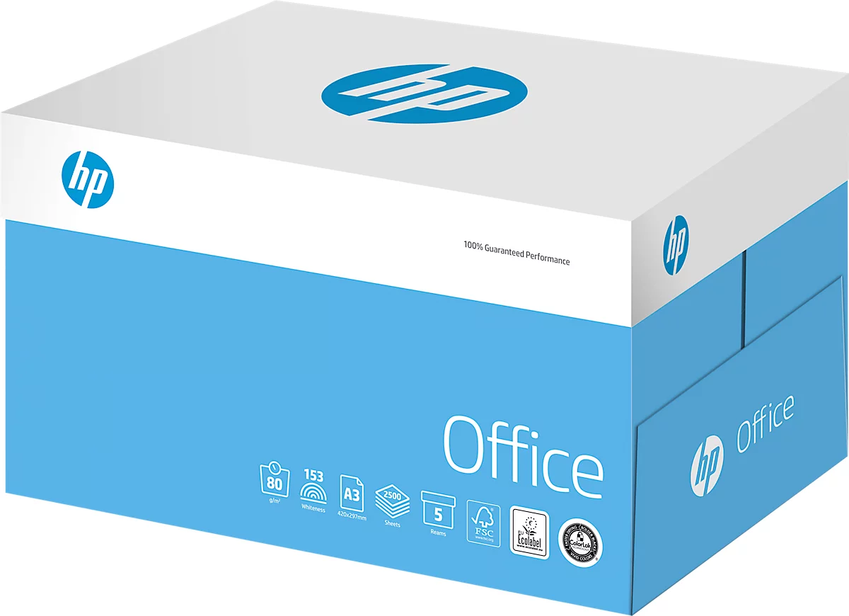 Kopierpapier Hewlett Packard Office CHP110, DIN A3, 80 g/m², weiß, 1 Karton = 5 x 500 Blatt