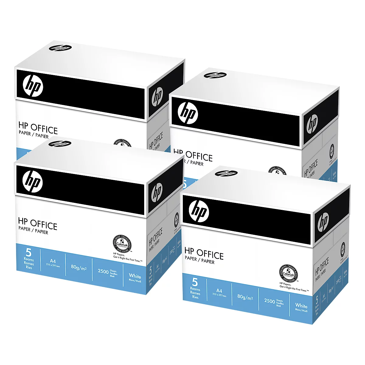 Kopierpapier Hewlett Packard Office, DIN A4, 80 g/m², weiß, 10000 Blatt