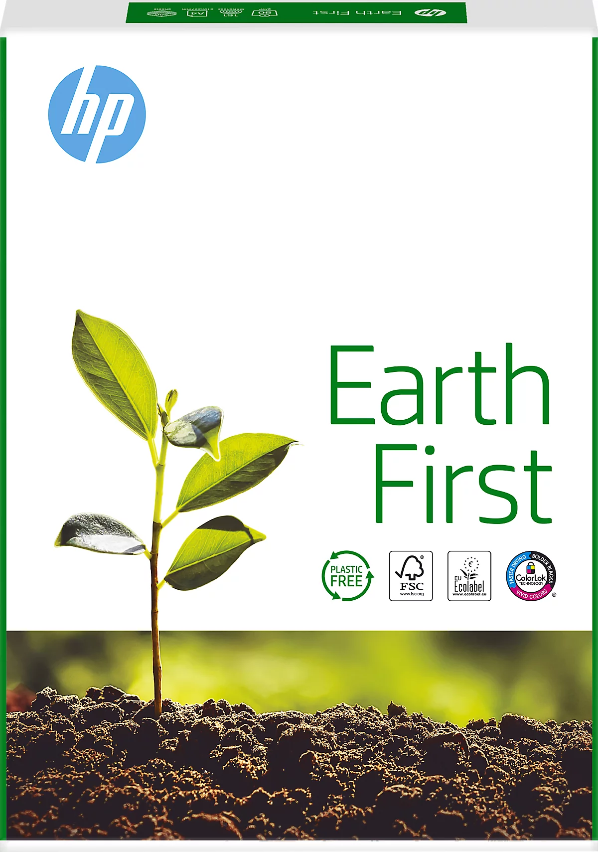 Kopierpapier HP Earth First CHP140, klimaneutral, DIN A4, 80 g/m², Reinweiß, 1 Karton = 5 x 500 Blatt