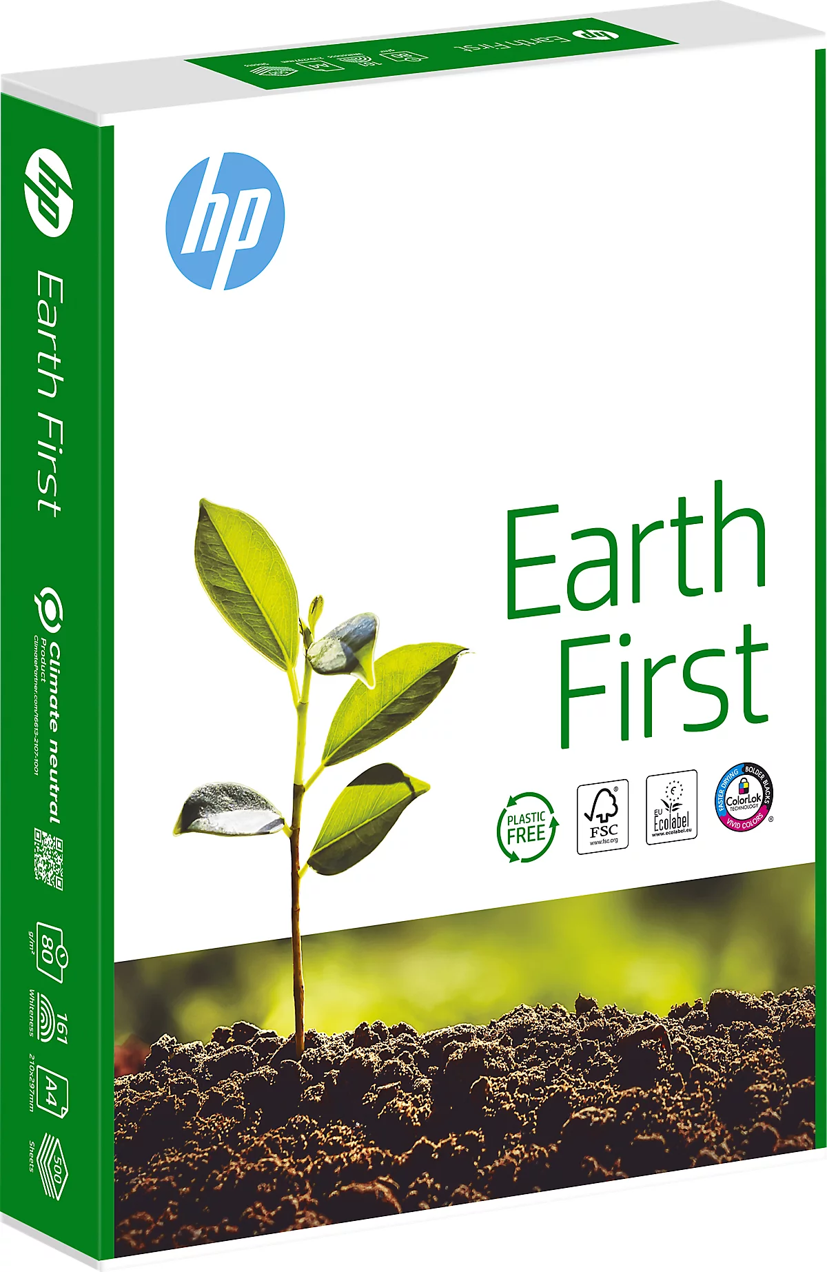 Kopierpapier HP Earth First CHP140, klimaneutral, DIN A4, 80 g/m², Reinweiß, 2 Karton = 10 x 500 Blatt