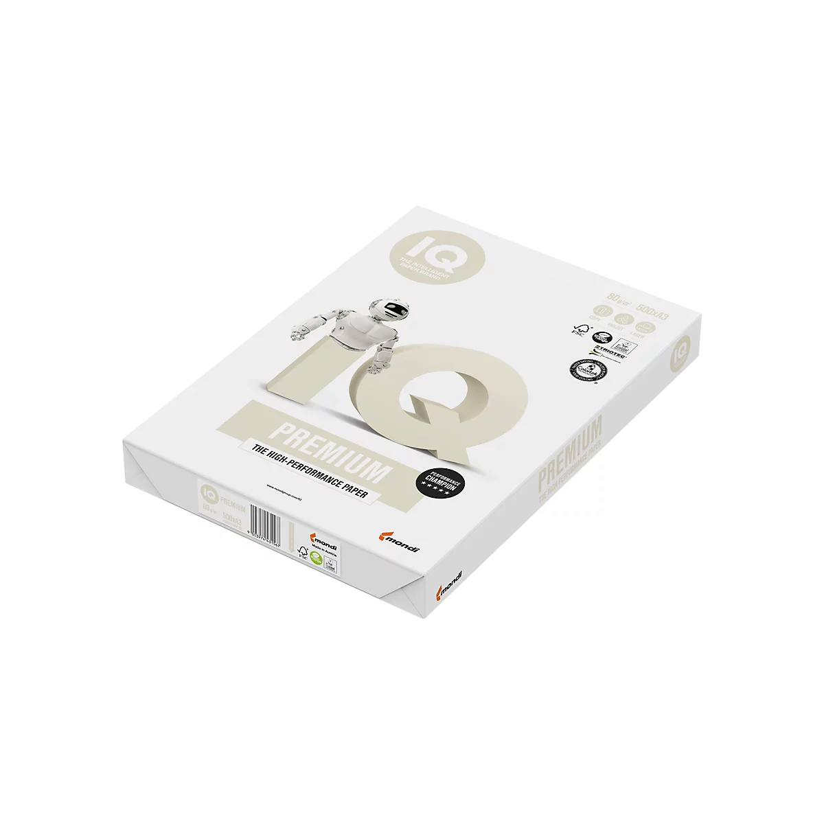 Kopierpapier IQ Premium, DIN A3, 80 g/m², reinweiß, 1 Paket = 500 Blatt