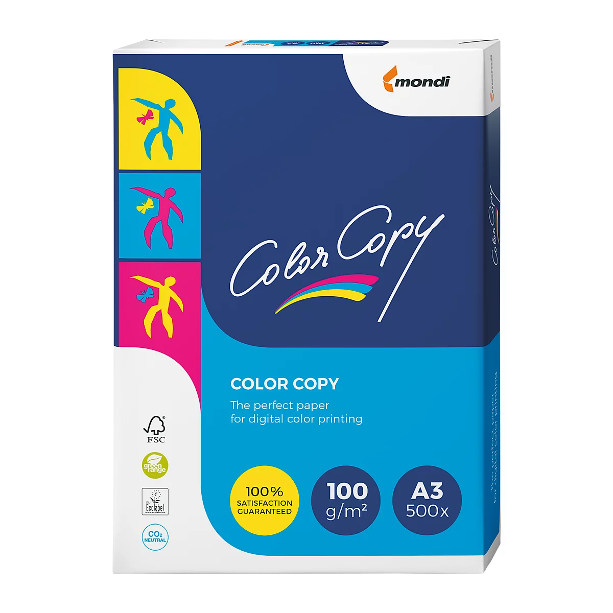 Kopierpapier Mondi Color Copy, DIN A3, 100 g/m², reinweiß, 1 Paket = 500 Blatt