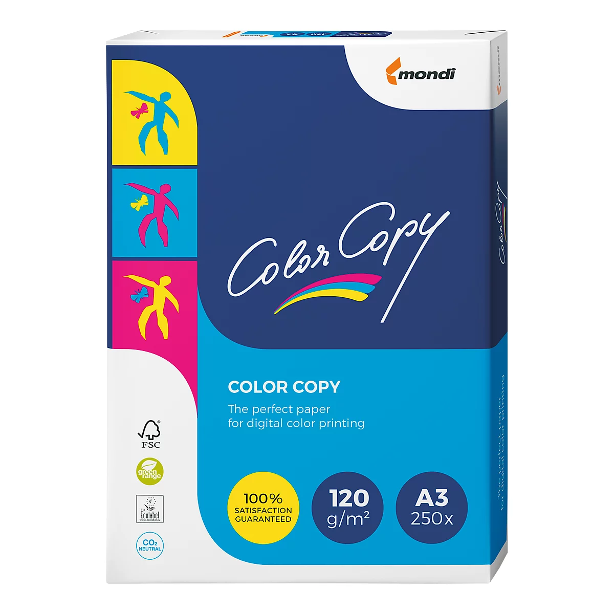 Kopierpapier Mondi Color Copy, DIN A3, 120 g/m², reinweiß, 1 Paket = 250 Blatt