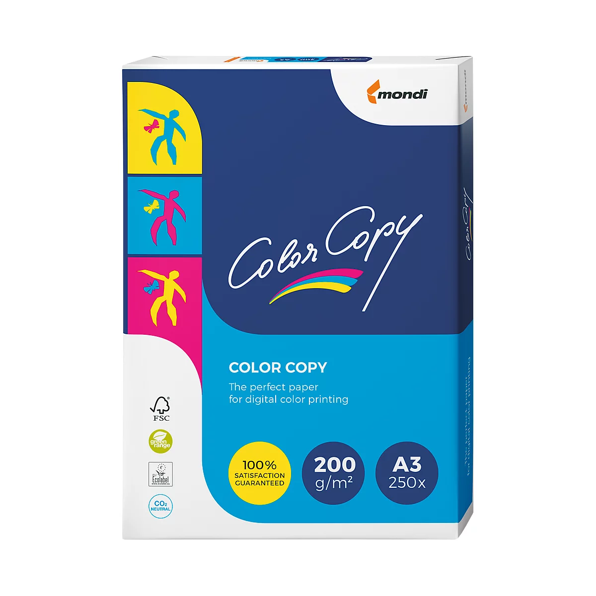 Kopierpapier Mondi Color Copy, DIN A3, 200 g/m², reinweiß, 1 Paket = 250 Blatt