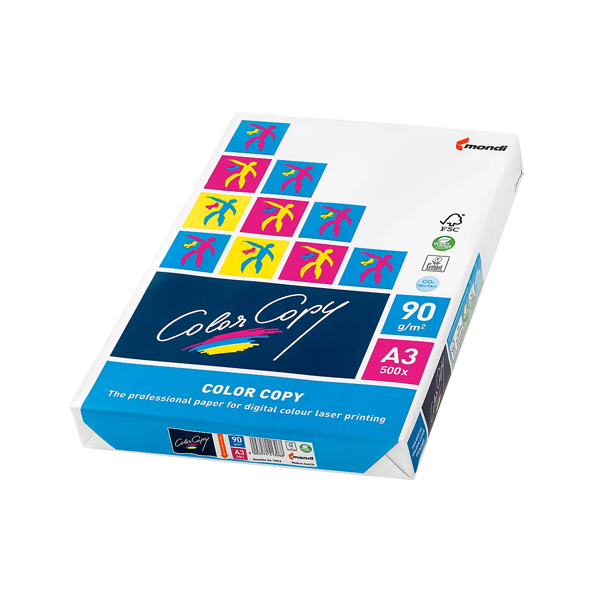 Kopierpapier Mondi Color Copy, DIN A3, 90 g/m², reinweiß, 1 Paket = 500 Blatt