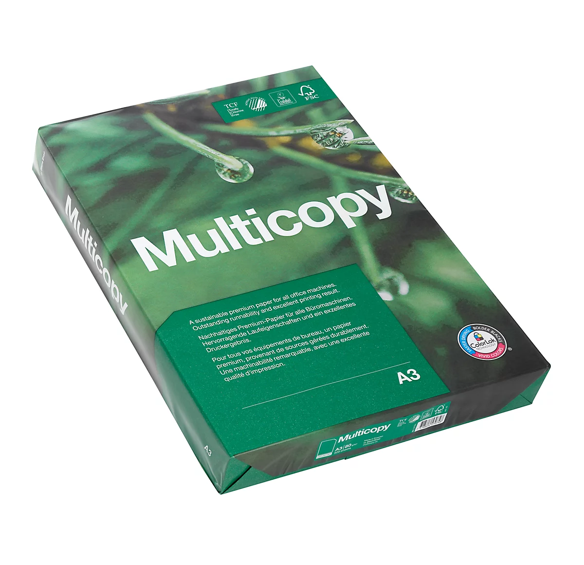 Kopierpapier Multicopy, DIN A3, 80 g/m², hochweiß, 1 Paket = 500 Blatt