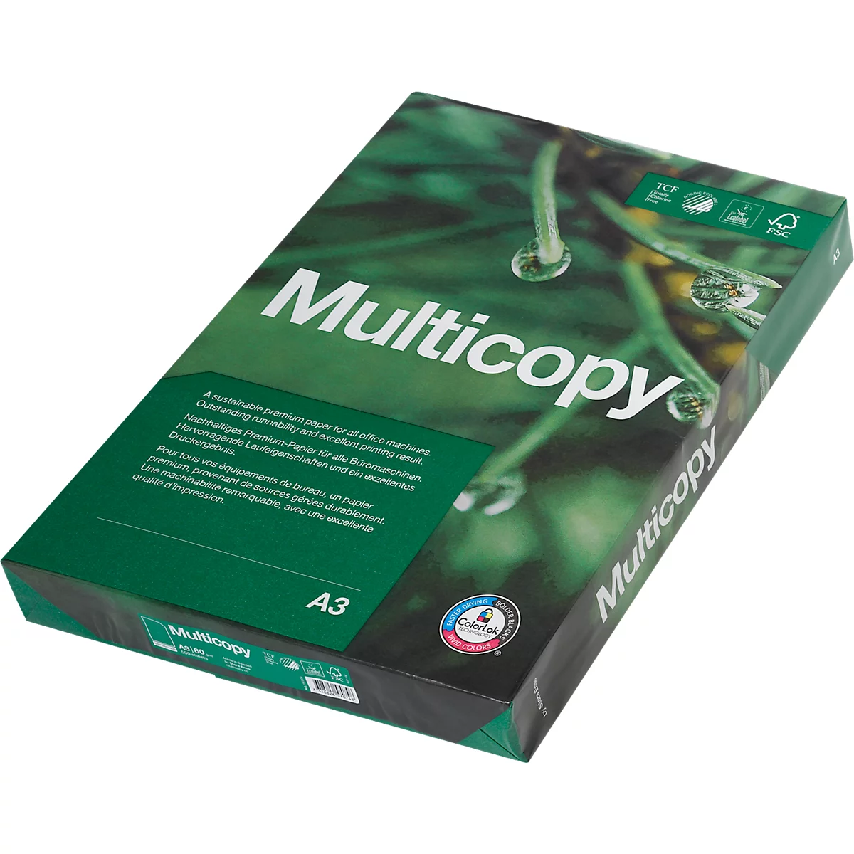 Kopierpapier Multicopy, DIN A3, 80 g/m², hochweiß, 1 Paket = 500 Blatt