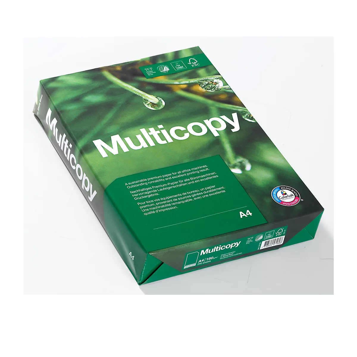 Kopierpapier Multicopy, DIN A4, 160 g/m², hochweiß, 1 Paket = 250 Blatt