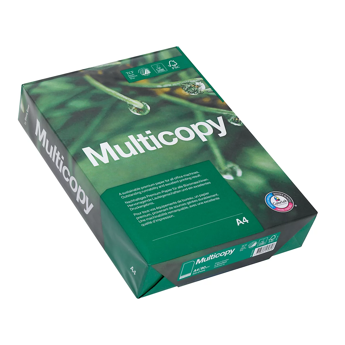 Kopierpapier Multicopy, DIN A4, 90 g/m², hochweiß, 1 Karton = 5 x 500 Blatt