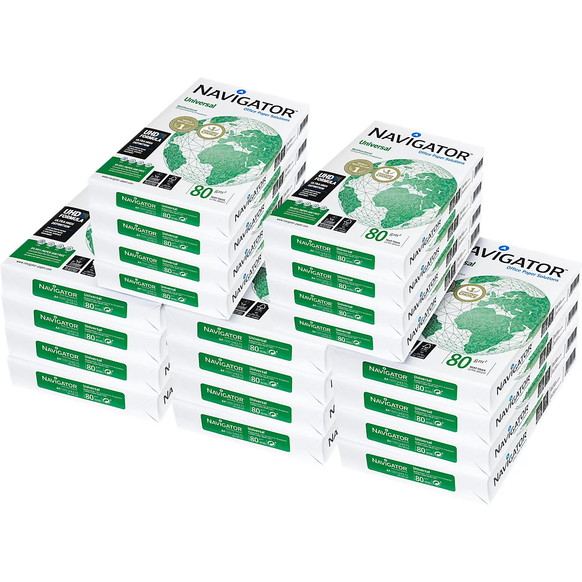 Kopierpapier Navigator Universal A4, 80 g/m2, 20 Ries á 500 Blatt = 10.000 Blatt