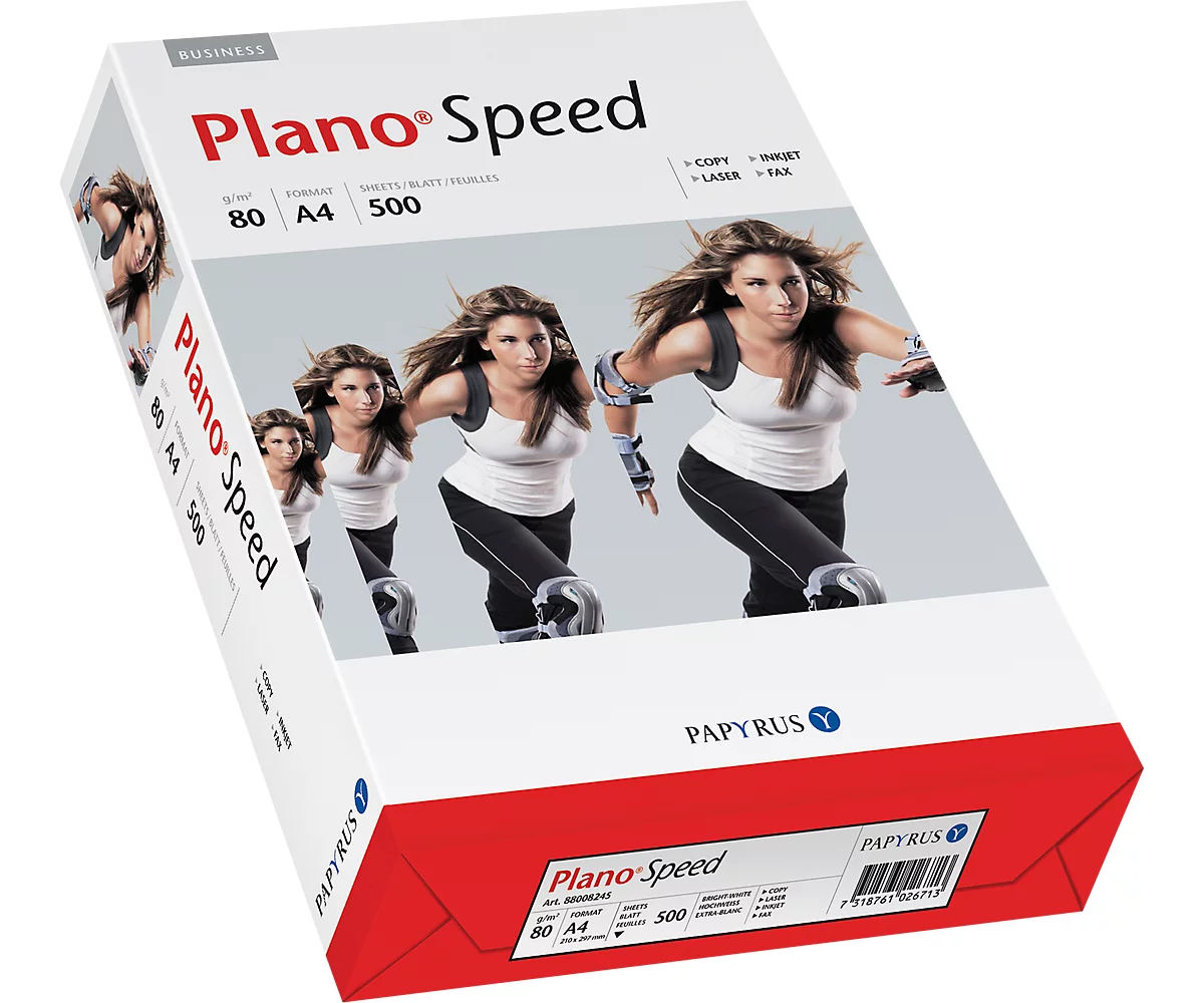 Kopierpapier Papyrus Plano® Speed, DIN A4, 80 g/m², weiss, 1 Karton = 10 x 500 Blatt