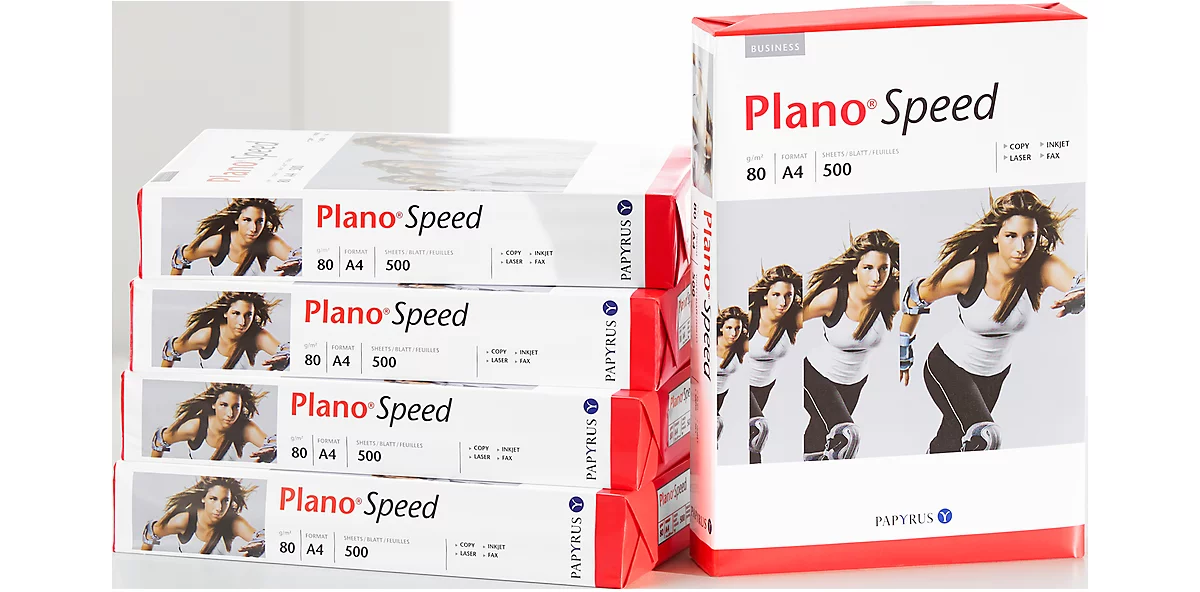 Kopierpapier Papyrus Plano® Speed, DIN A4, 80 g/m², weiss, 1 Karton = 5 x 500 Blatt