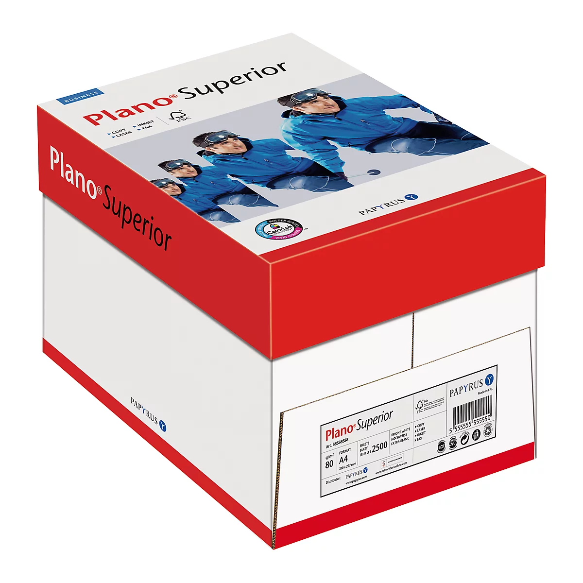 Kopierpapier Papyrus Plano® Superior, DIN A4, 80 g/m², hochweiss, 1 Karton = 5 x 500 Blatt