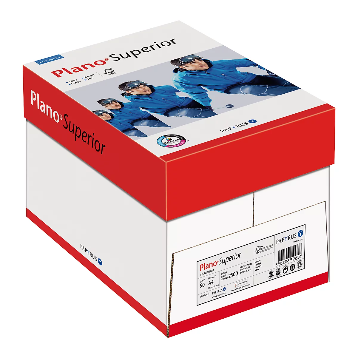 Kopierpapier Papyrus Plano® Superior, DIN A4, 90 g/m², hochweiss, 1 Karton = 5 x 500 Blatt