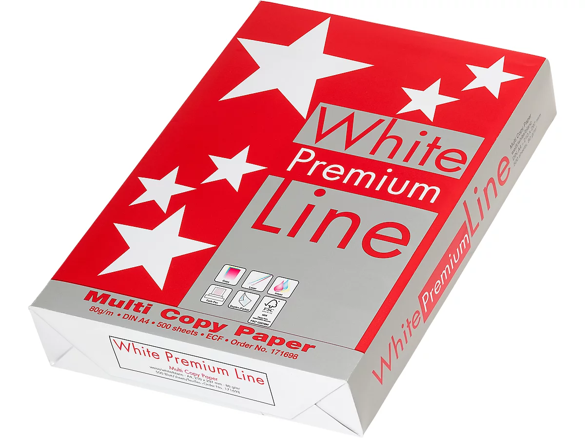 Kopierpapier White Premium Line, DIN A4, 80 g/m², hochweiss, 1 Paket = 500 Blatt