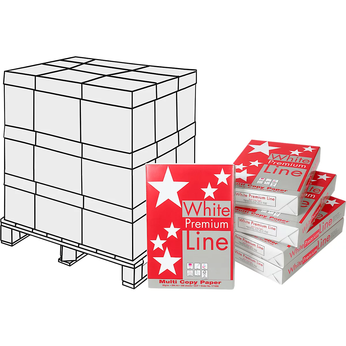 Kopierpapier White Premium Line, DIN A4, 80 g/m², hochweiss, 1 Palette = 100 x 500 Blatt