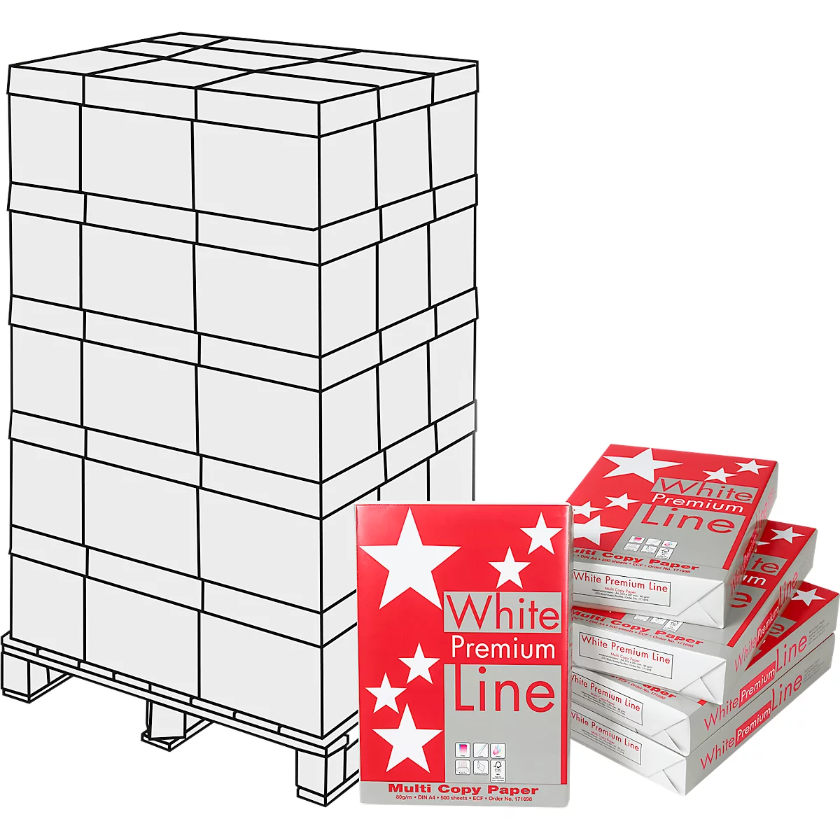 Kopierpapier White Premium Line, DIN A4, 80 g/m², hochweiss, 1 Palette = 200 x 500 Blatt