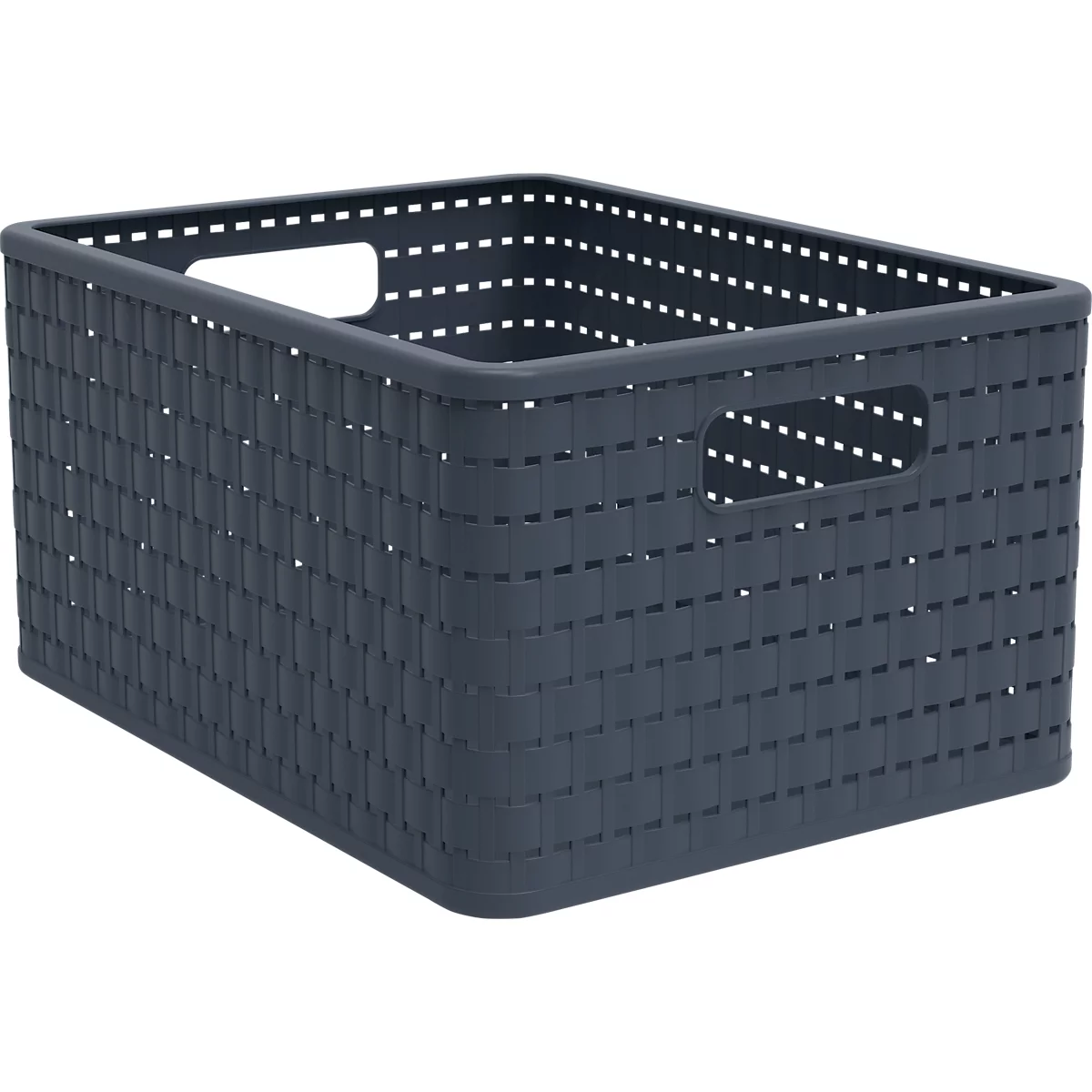 Korb COUNTRY, 18 Liter, Rattan-Optik, Kunststoff, spülmaschinengeeignet, stapelbar, B 278 x L 368 x H 199 mm, dunkelblau