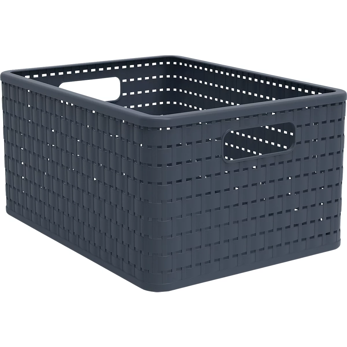 Korb COUNTRY, 18 Liter, Rattan-Optik, Kunststoff, spülmaschinengeeignet, stapelbar, B 278 x L 368 x H 199 mm, dunkelblau