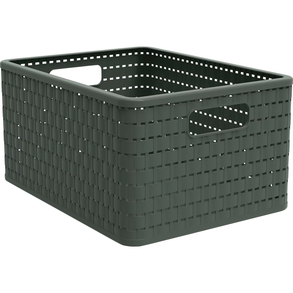 Korb COUNTRY, 18 Liter, Rattan-Optik, Kunststoff, spülmaschinengeeignet, stapelbar, B 278 x L 368 x H 199 mm, dunkelgrün