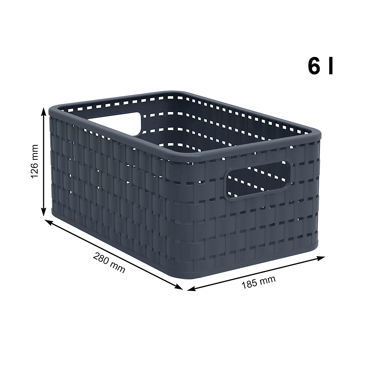 Korb COUNTRY, 6 Liter, Rattan-Optik, Kunststoff, spülmaschinengeeignet, stapelbar, B 185 x L 280 x H 126 mm, dunkelblau