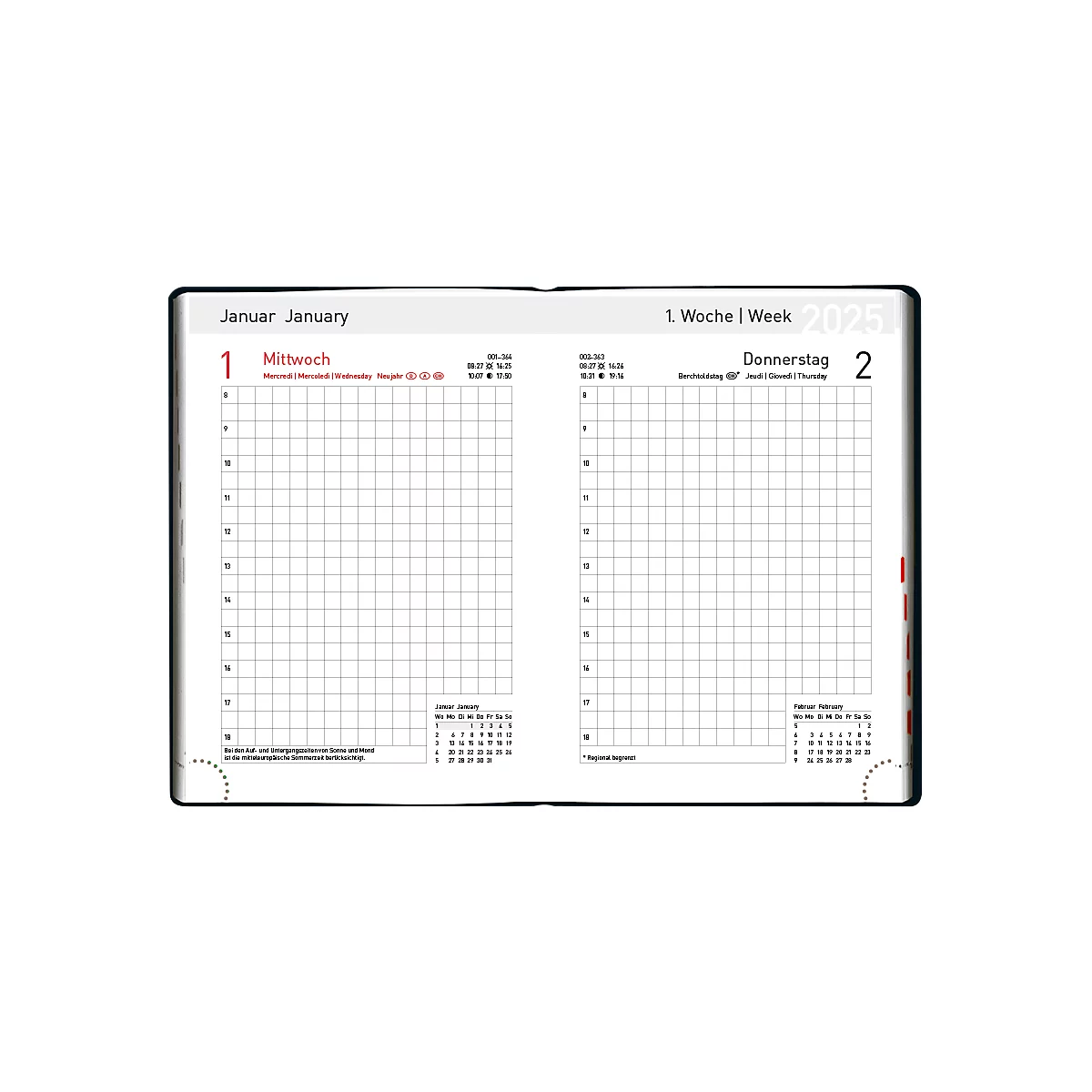 Korsch Calendrier de l'artisanat 2025, couverture souple en PVC, 336 pages, calendrier en D/GB/F/I, noir