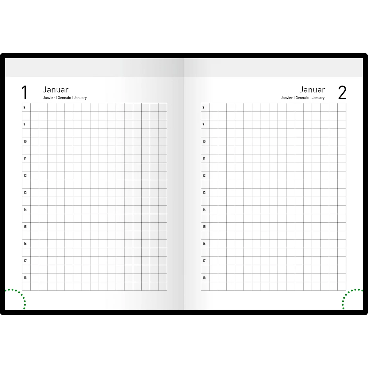 Korsch eeuwigdurende handwerkkalender, 384 pagina's, één pagina per dag, geblokt, B 105 x H 148 mm, zwart