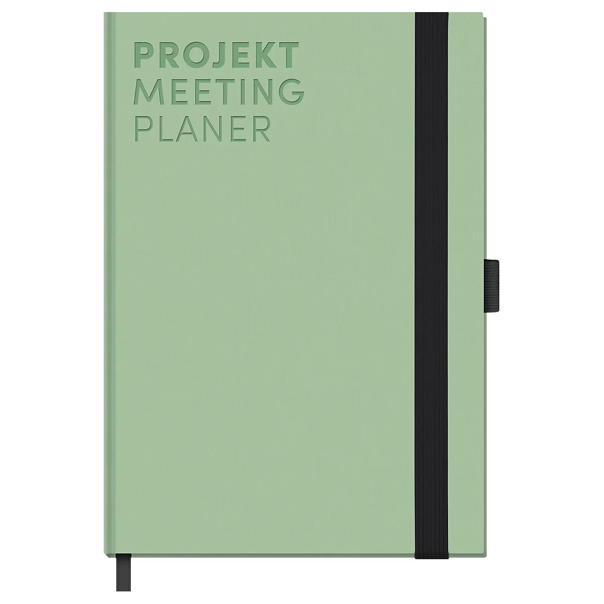 Korsch Projekt- und Meetingplaner, DIN A5, 200 Seiten, FSC-Papier, Leinenstruktur, Farbschnittkante, Gummiband & Stiftehalter, mint
