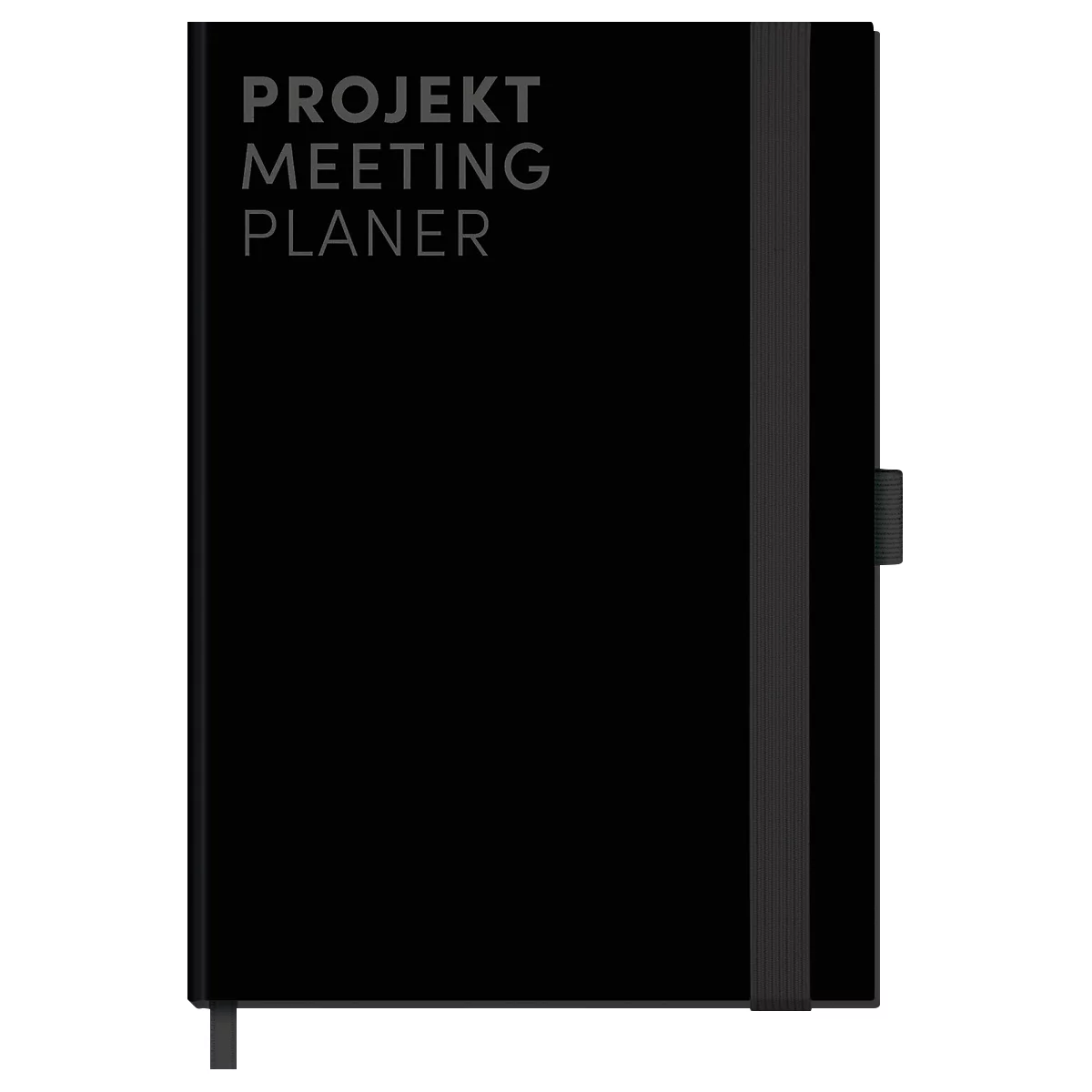 Korsch Projekt- und Meetingplaner, DIN A5, 200 Seiten, FSC-Papier, Leinenstruktur, Farbschnittkante, Gummiband & Stiftehalter, schwarz