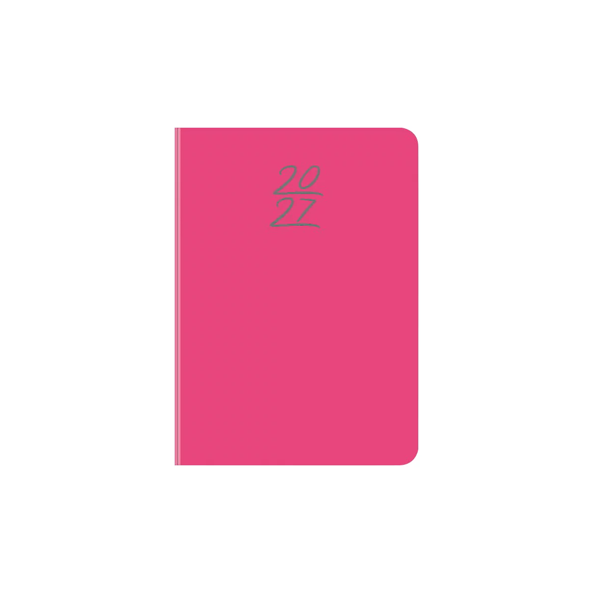 Pinkfarbenes Notizbuch mit der Jahreszahl 2022 in Grau.