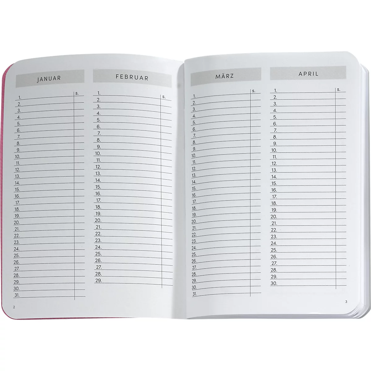 Korsch zakboekje 'Geschenkplanner', DIN A6, hardcover, B 105 x H 148 mm, roze/wit