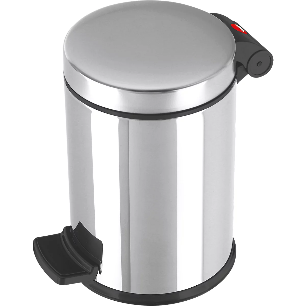 Kosmetikeimer Hailo Solid S, 3 l, Tretmechanismus, mit Deckel & verzinktem Inneneimer inkl. Griff, Ø 180 x H 280 mm, Edelstahl, edelstahlfarben