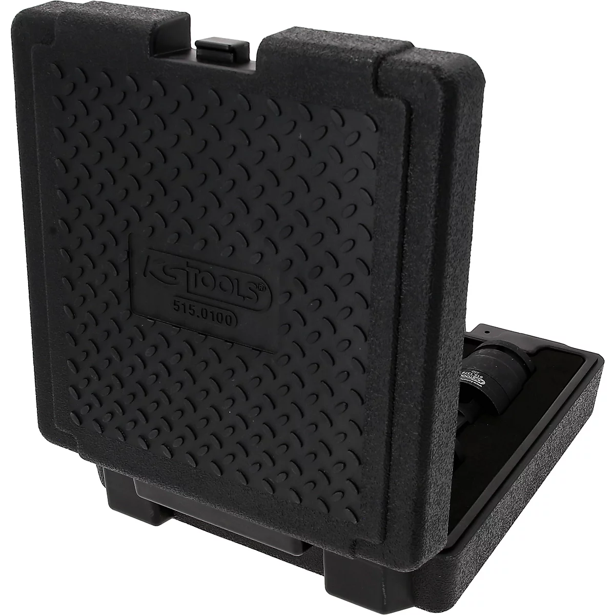 Schwarzer Werkzeugkoffer, geöffnet. Auf dem Deckel steht KS TOOLS.