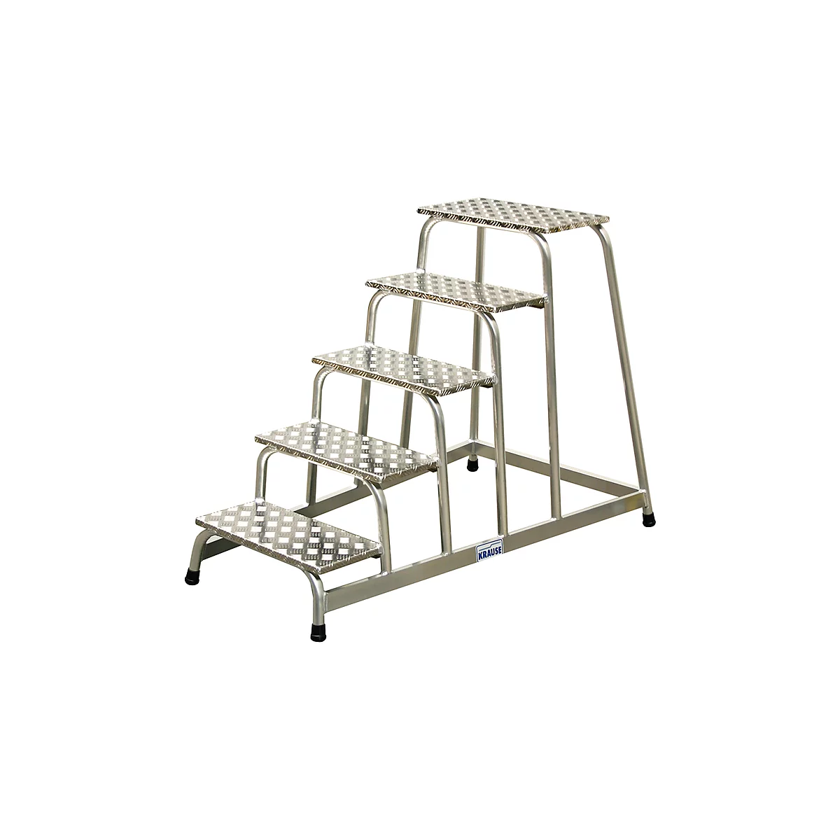 Aluminum step stool with five steps, sturdy design with textured treads.
