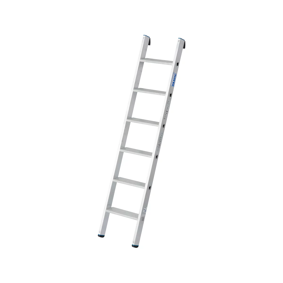 Krause enkele ladder, TRBS 2121-2, werkhoogte 2700 mm, 6 antisliptreden met profiel T 80 mm, voetdoppen, aluminium