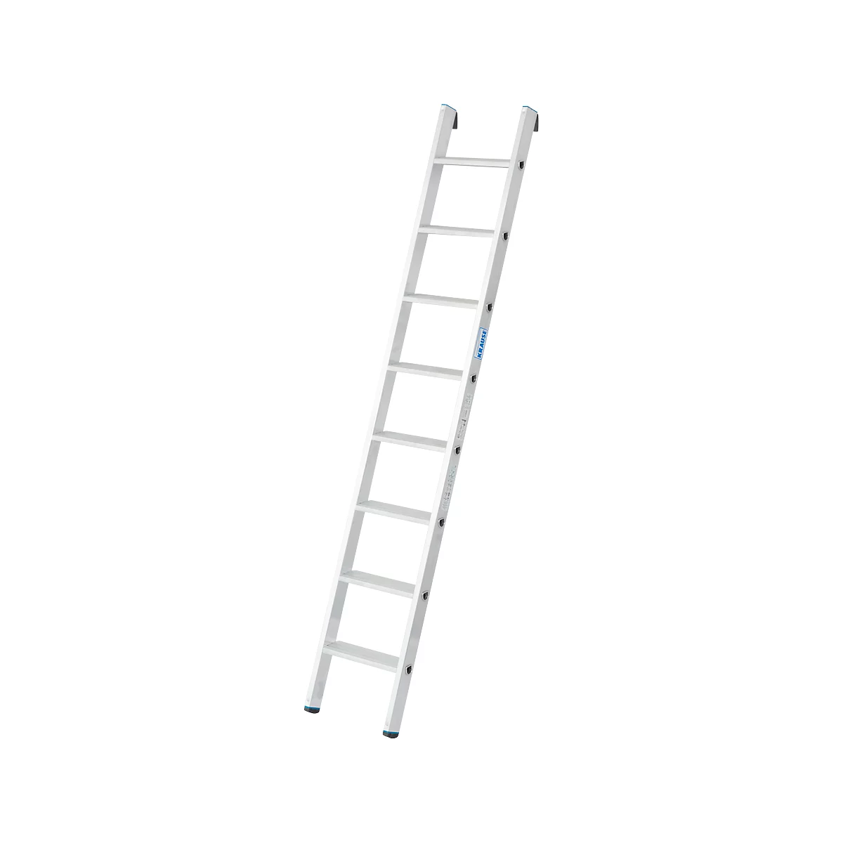 Krause enkele ladder, TRBS 2121-2, werkhoogte 3150 mm, 8 antisliptreden met profiel T 80 mm, voetdoppen, aluminium