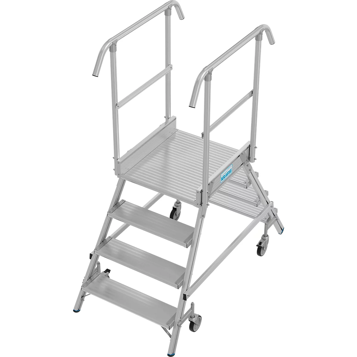 Krause Stabilo Professional mobiele platformladder, dubbelzijdig toegankelijk, 2x4 treden, 600 x 700 mm platform, 3000 mm werkhoogte