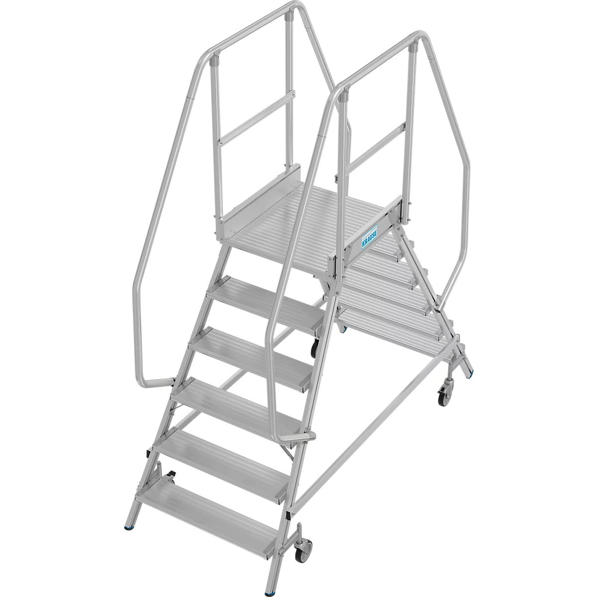 Krause Stabilo Professional mobiele platformladder, dubbelzijdig toegankelijk, 2x6 treden, 600 x 700 mm platform, 3450 mm werkhoogte