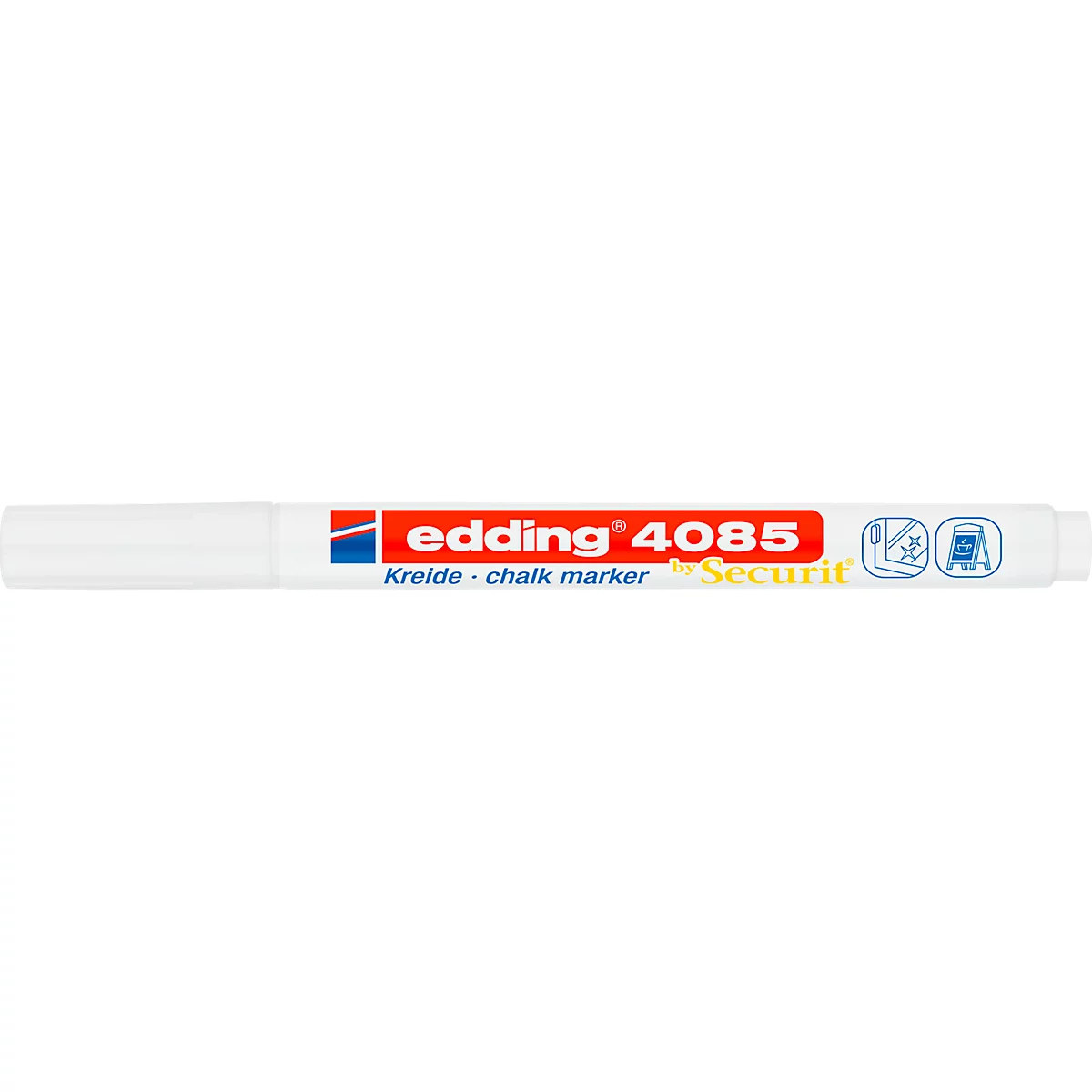 Kreidemarker edding 4085 , für glatte Oberflächen, Strichbreite 1-2 mm, Rundspitze, weiß