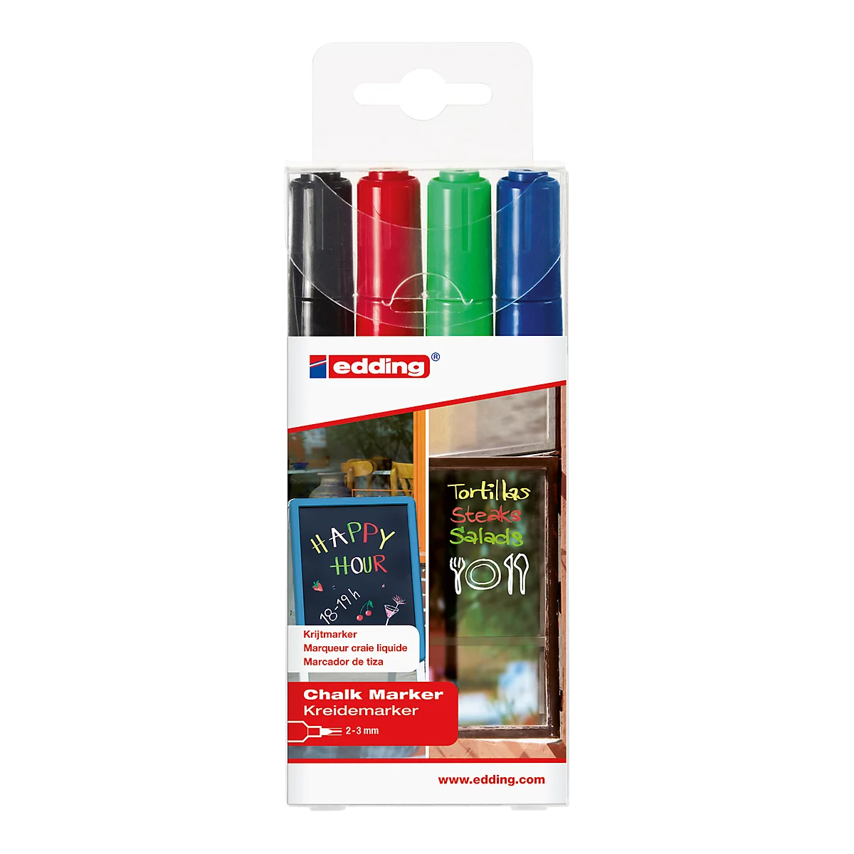 Kreidemarker edding 4095, 2-3 mm, farbsortiert, 4 Stück