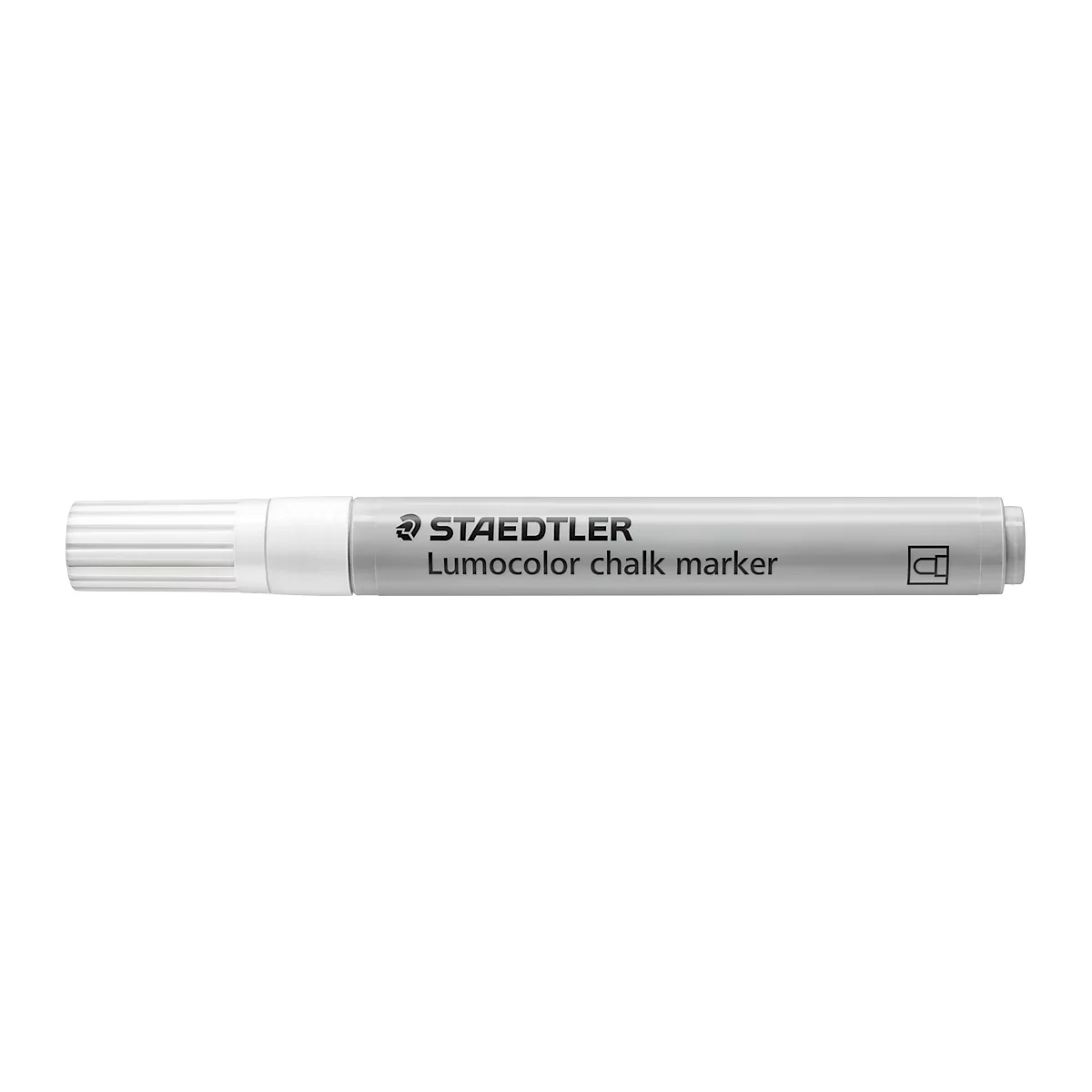 Kreidemarker STAEDTLER Lumocolor®, Rundspitze, Schreibfarbe weiß, Strichbreite 2,4 mm, für glatte Oberflächen, Flüssigkeit auf Wasserbasis