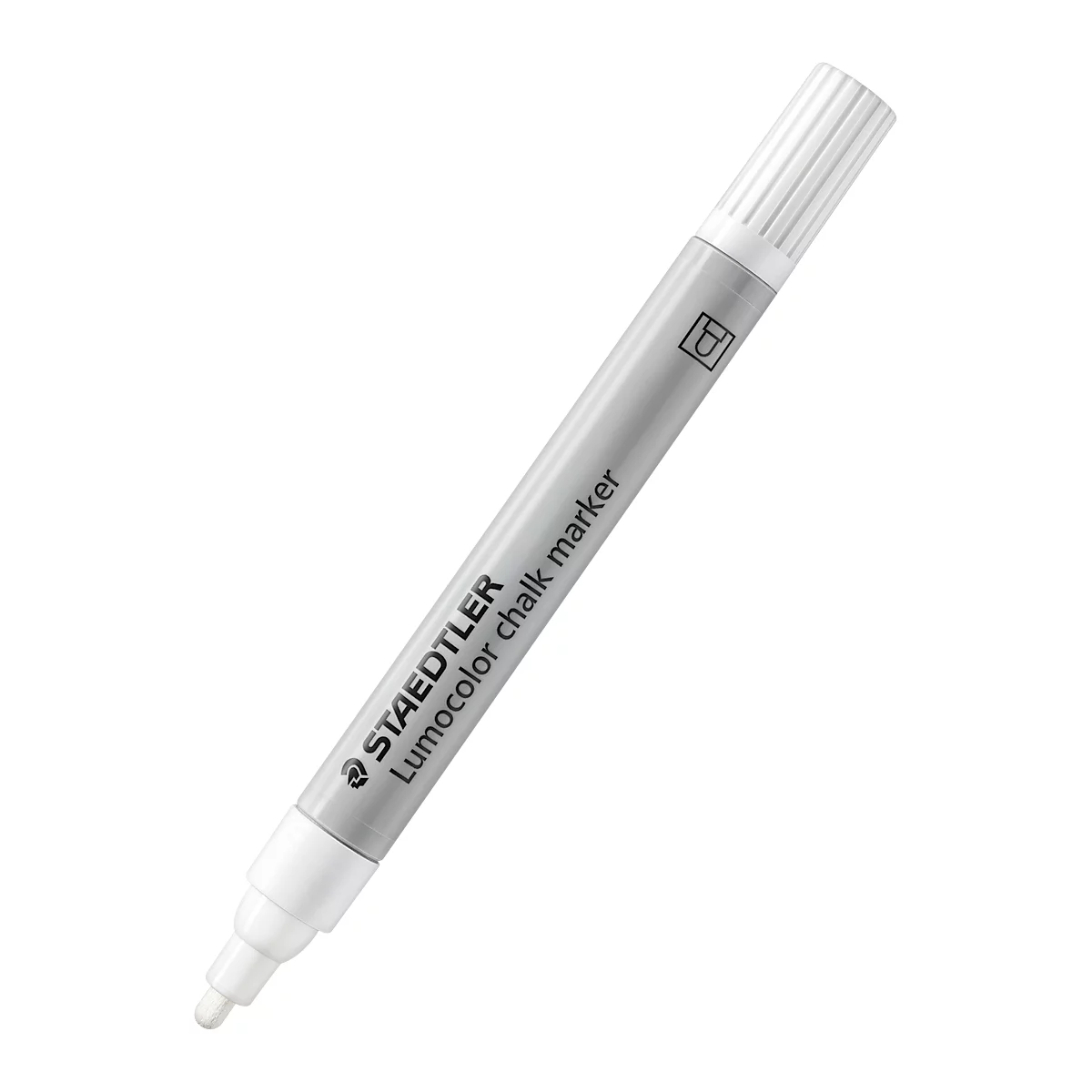 Kreidemarker STAEDTLER Lumocolor®, Rundspitze, Schreibfarbe weiß, Strichbreite 2,4 mm, für glatte Oberflächen, Flüssigkeit auf Wasserbasis