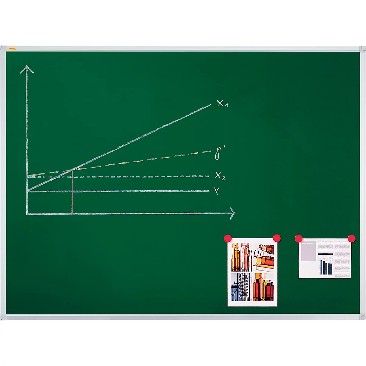 Kreidetafel X-tra!Line, 1800 x 900 mm, lackiert, Wandmontage, Hoch- & Querformat, magnethaftend, grün